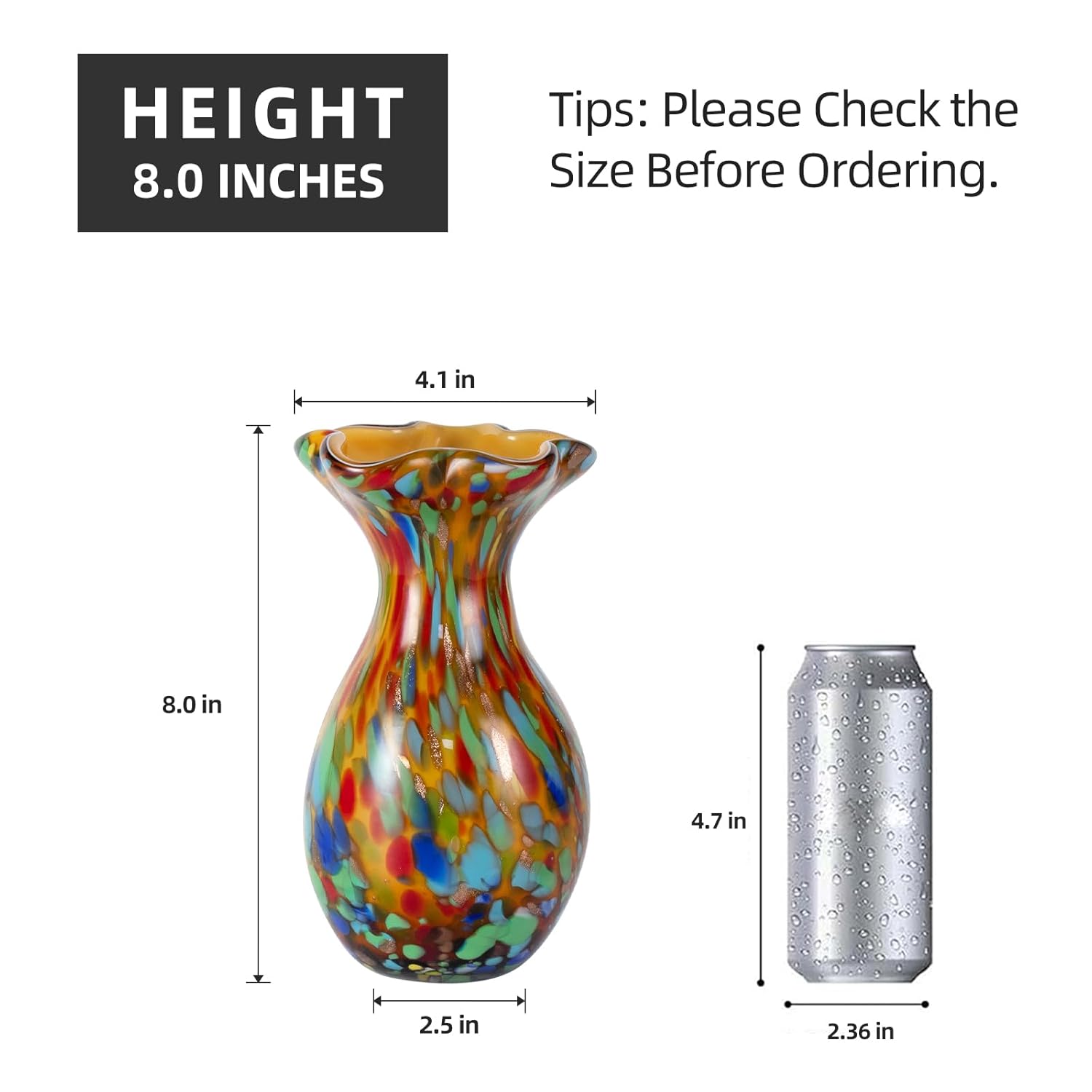 KAMMAK colored glass vase - hand blown decorative modern art vase