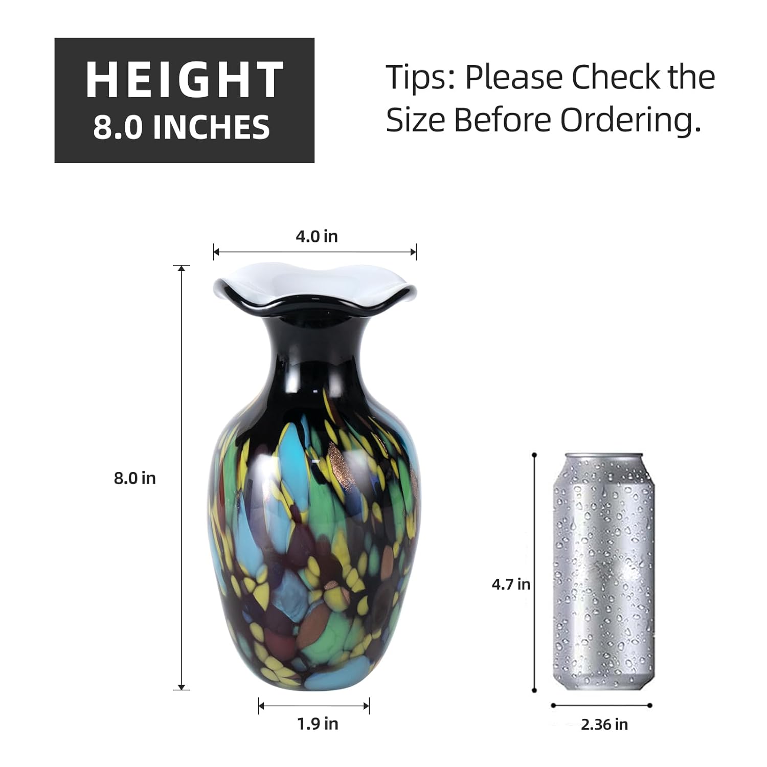 KAMMAK colored glass vase - hand blown decorative modern art vase