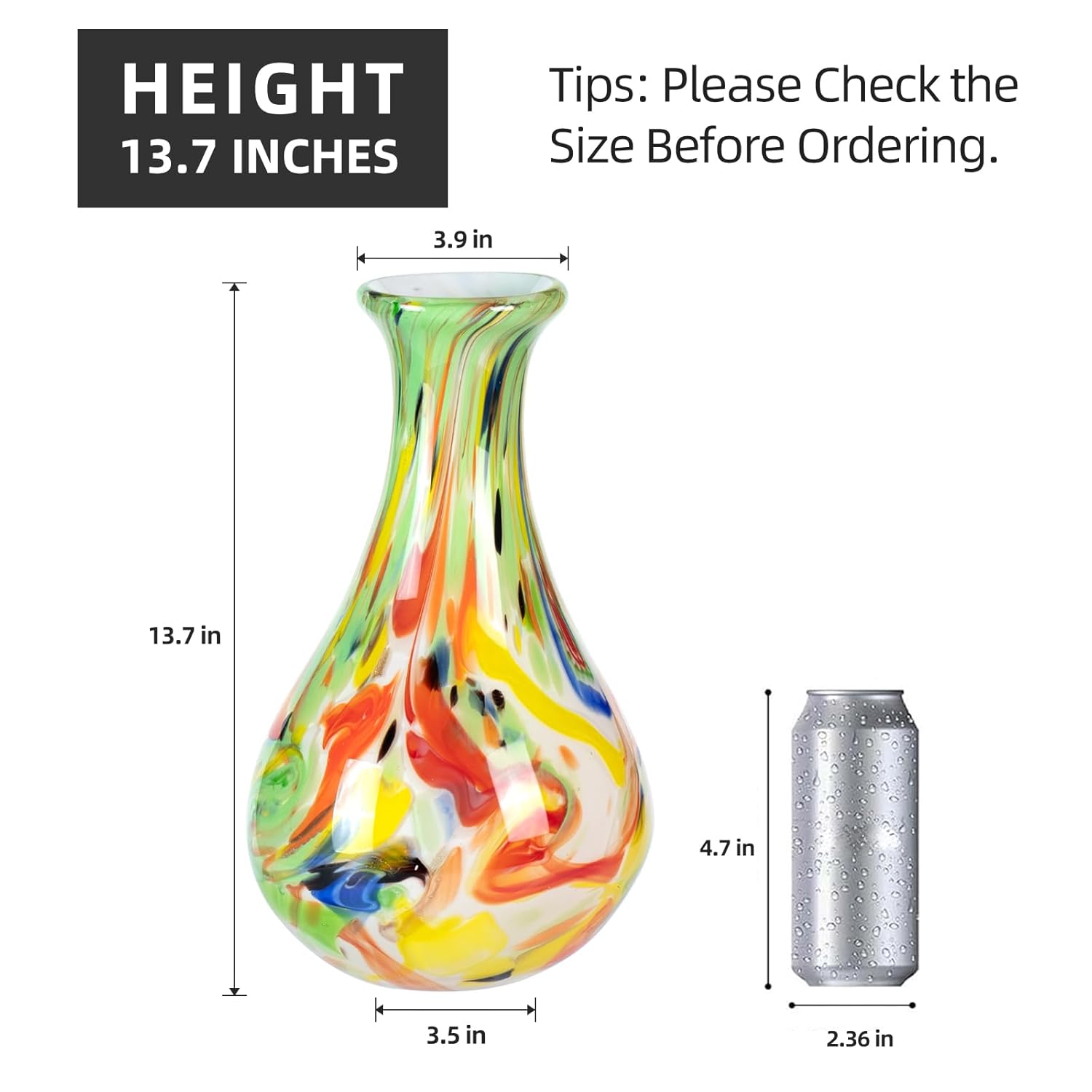 KAMMAK colored hand-blown glass flower vase with round calibre design