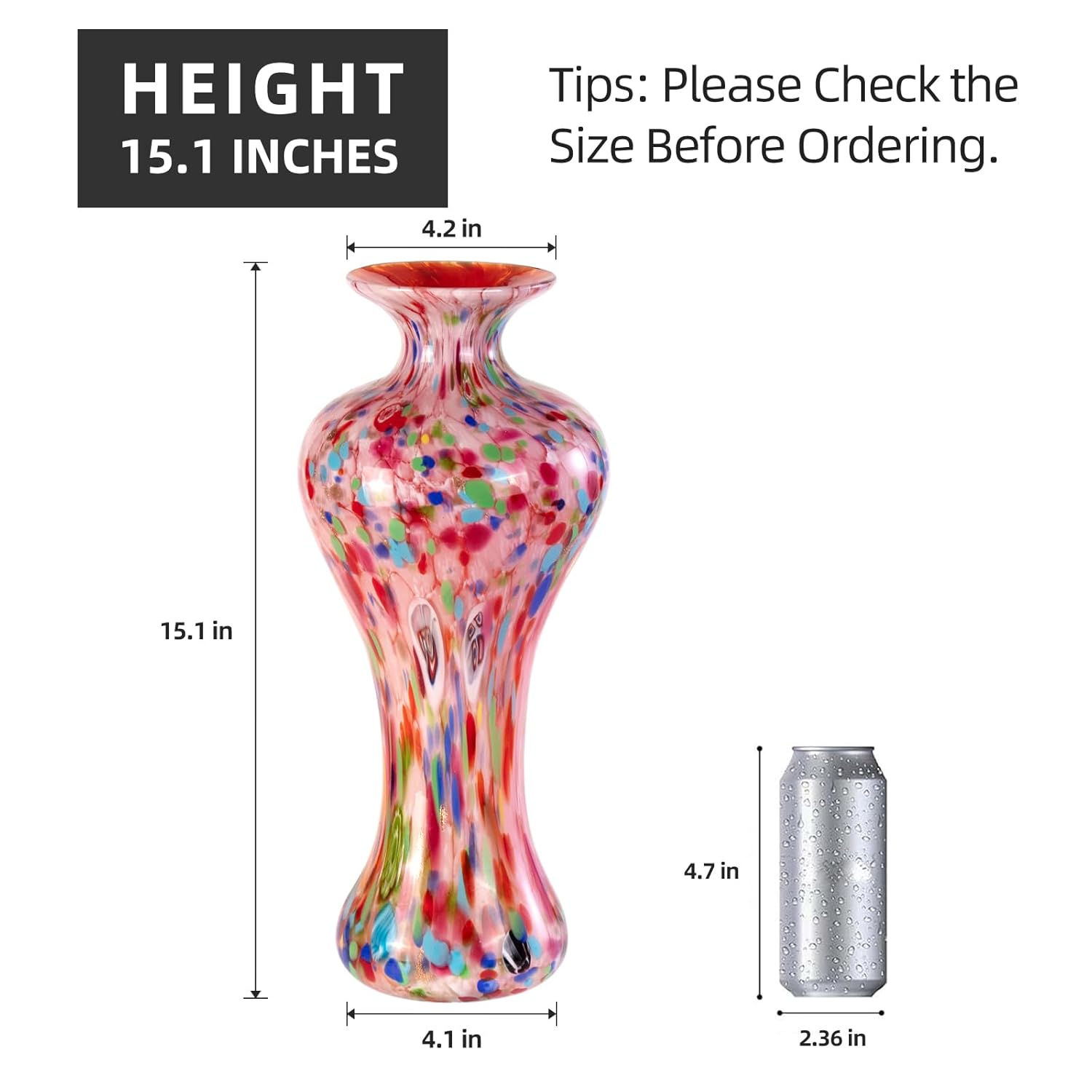 KAMMAK colored hand-blown glass flower vase with round calibre design