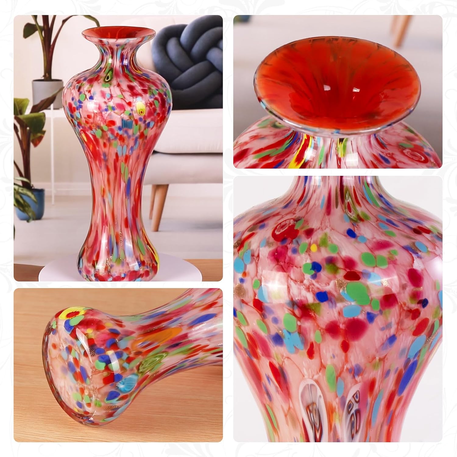KAMMAK hand-blown glass flower vase - round mouth detail image 3