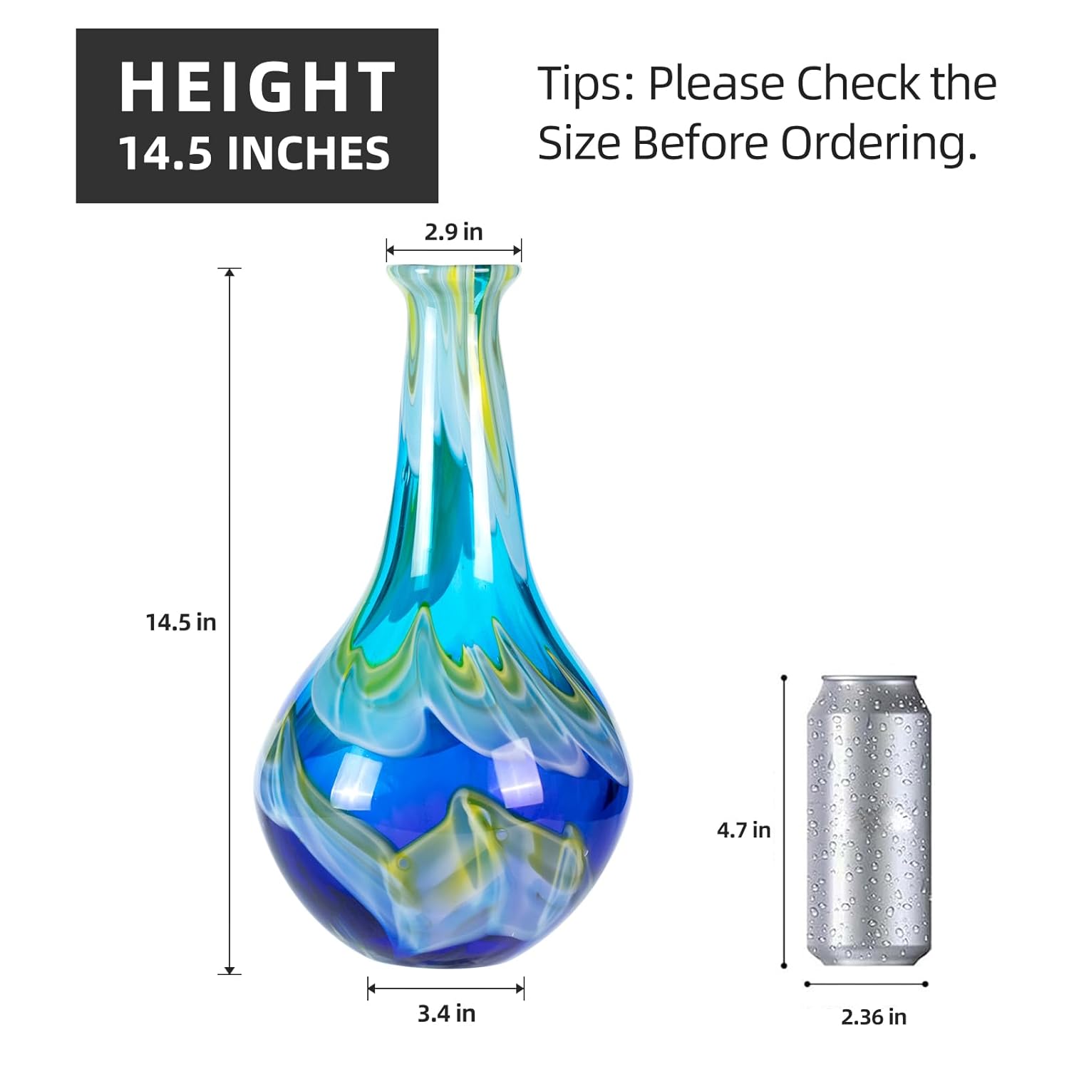 KAMMAK colored hand-blown glass flower vase with round calibre design