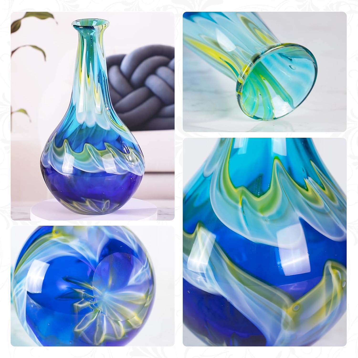 KAMMAK hand-blown glass flower vase - round mouth detail image 3