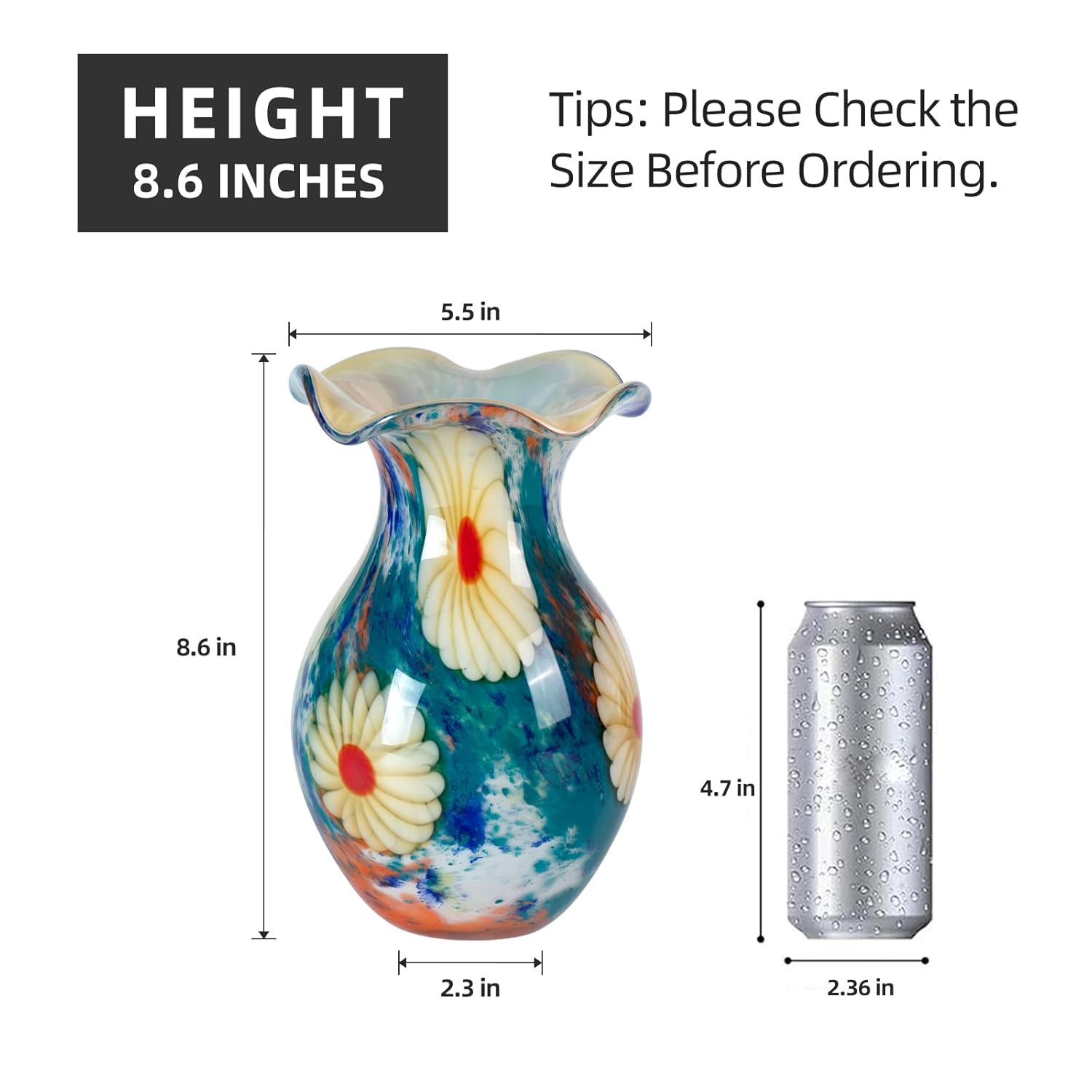 KAMMAK colorful hand-blown decorative glass vase