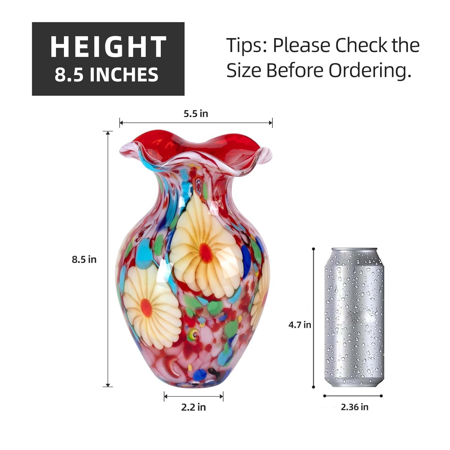 KAMMAK colorful hand-blown decorative glass vase