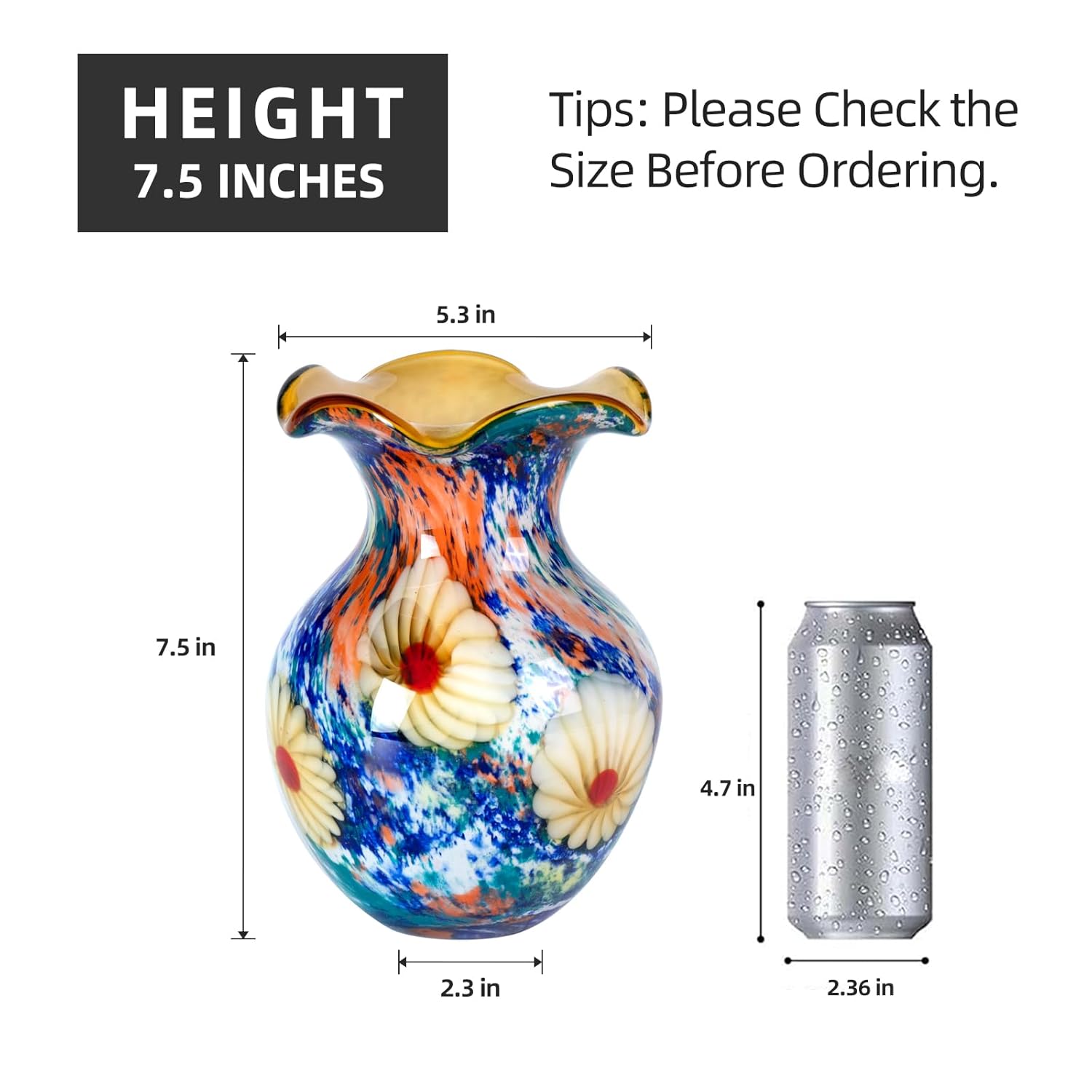 KAMMAK colorful hand-blown decorative glass vase