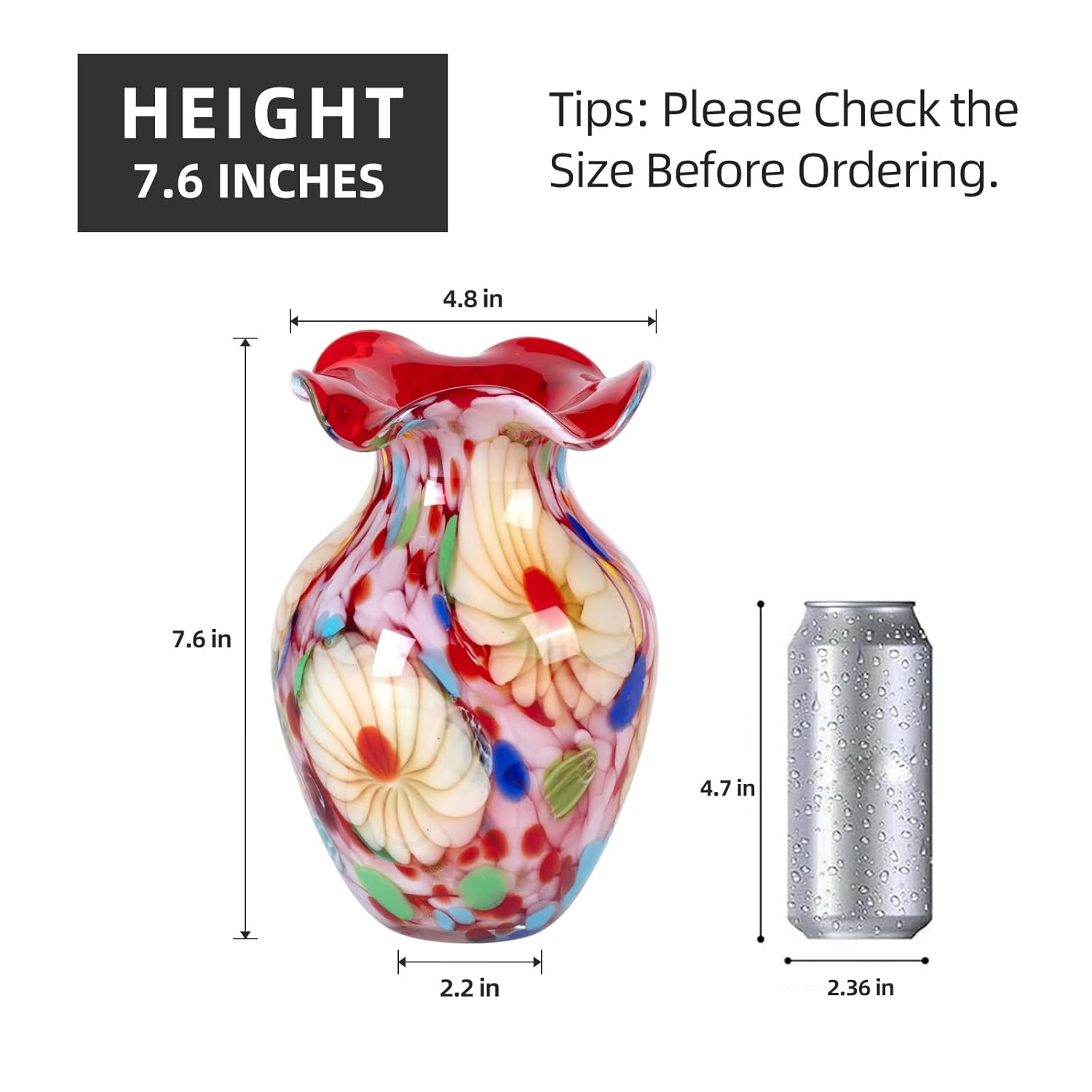 KAMMAK colorful hand-blown decorative glass vase