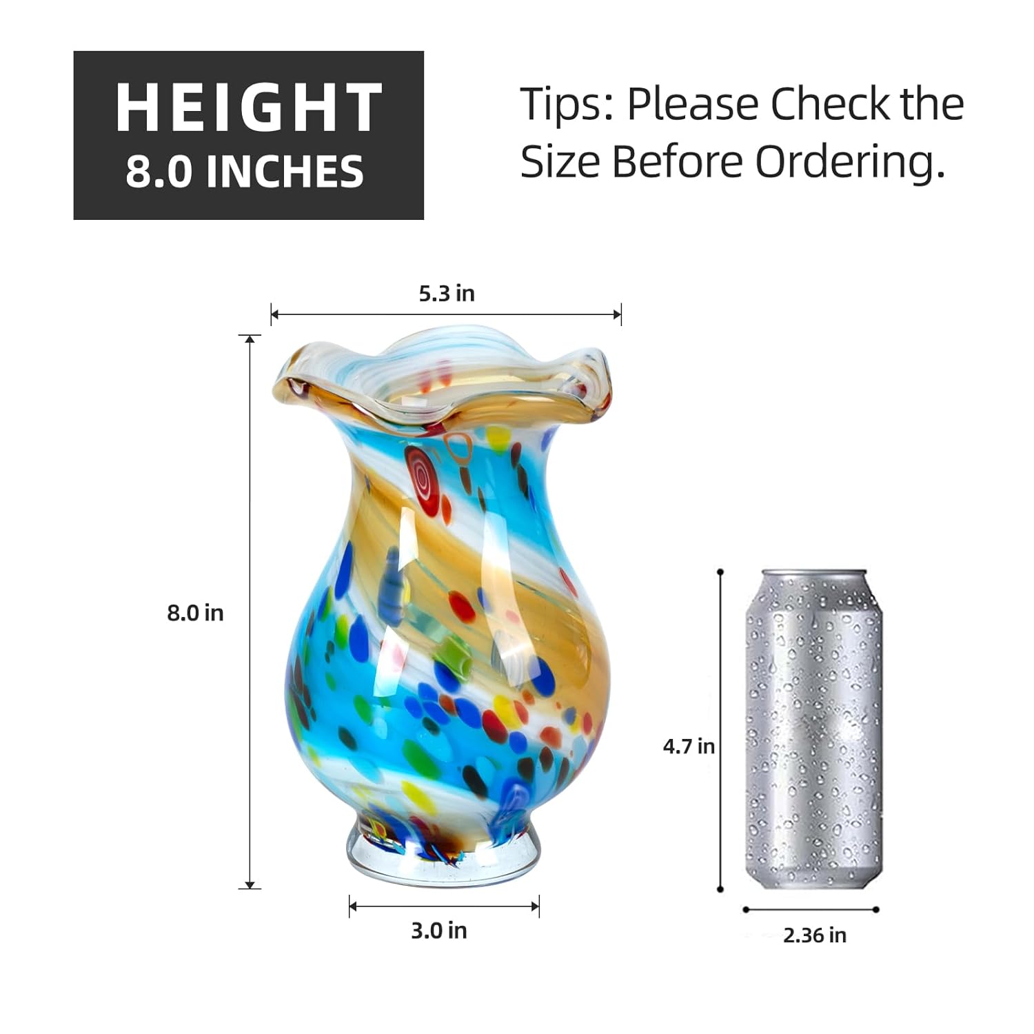 KAMMAK colorful hand-blown decorative glass vase