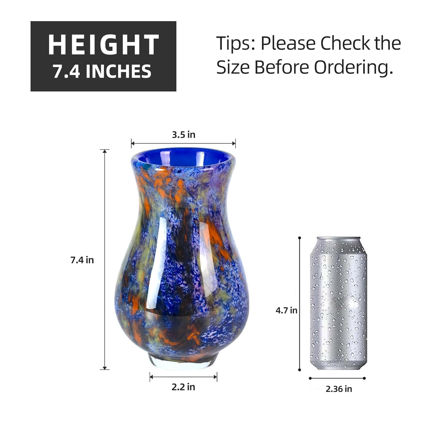 KAMMAK colorful hand-blown decorative glass vase