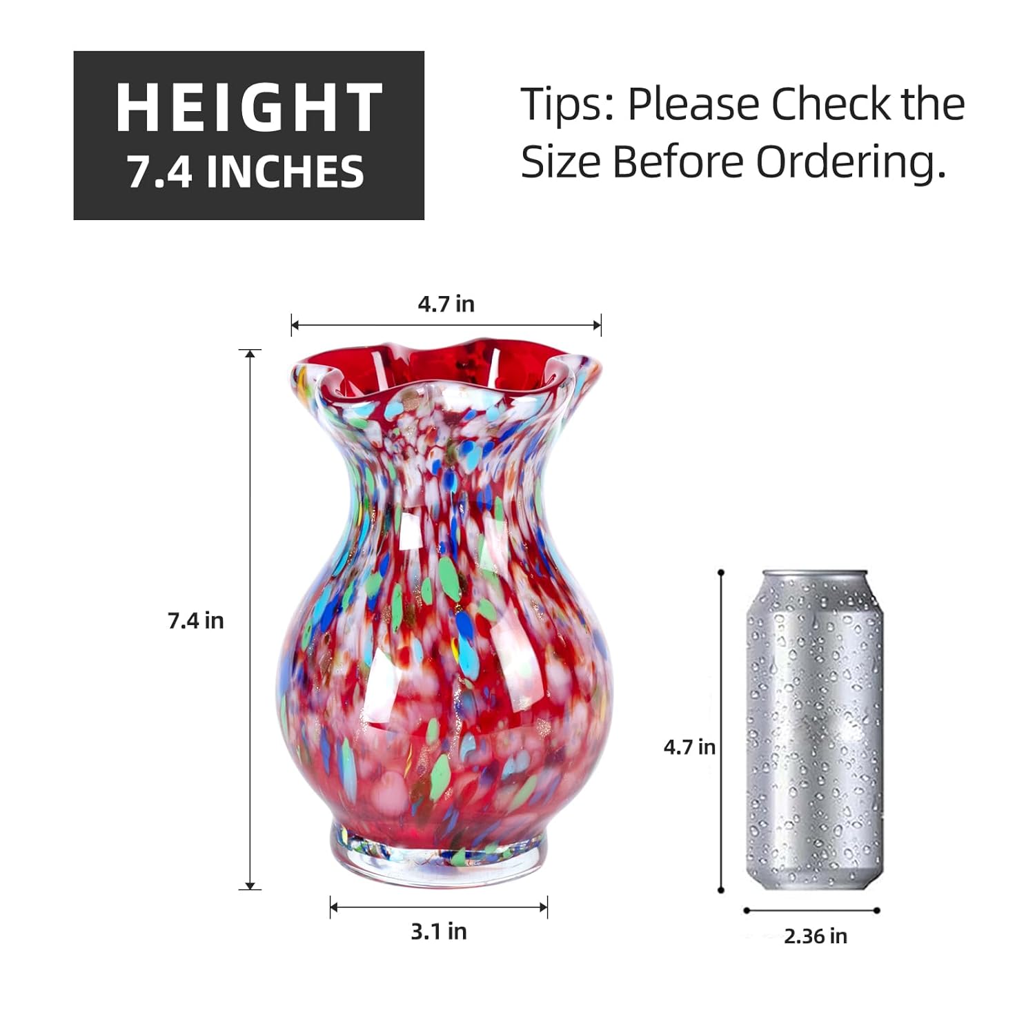 KAMMAK colorful hand-blown decorative glass vase