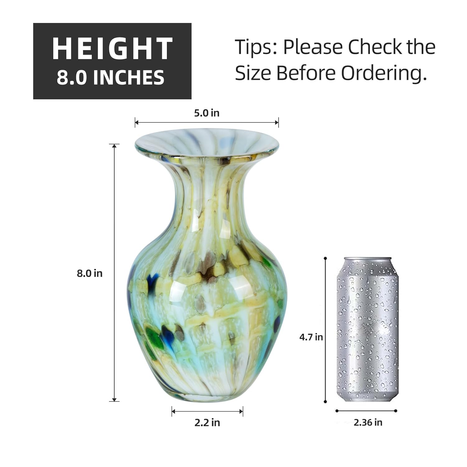 KAMMAK colorful hand-blown glass vase with round mouth design