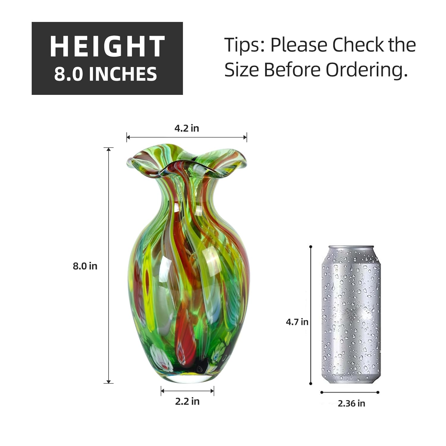 KAMMAK colorful hand-blown glass vase with artistic round mouth design