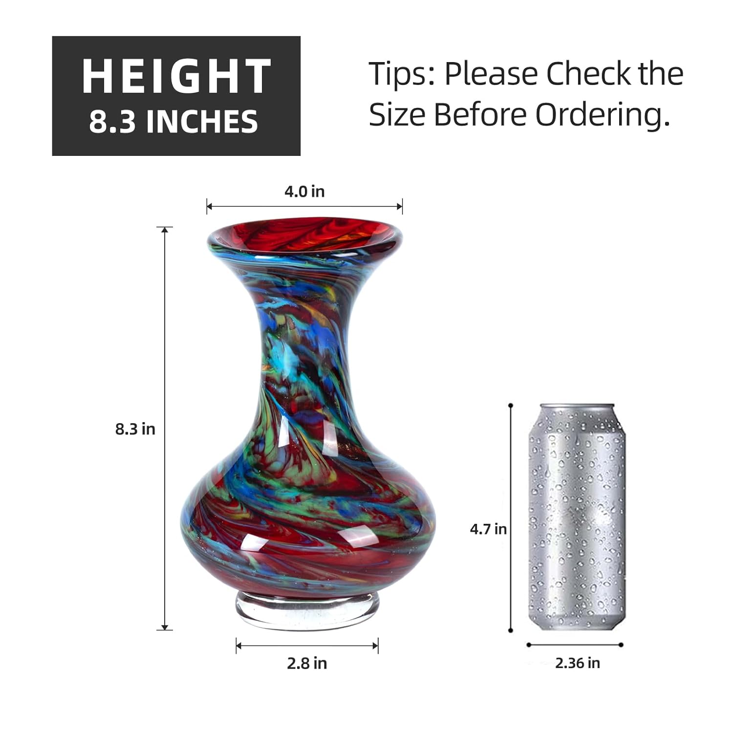 KAMMAK colorful hand-blown glass vase with artistic round mouth design