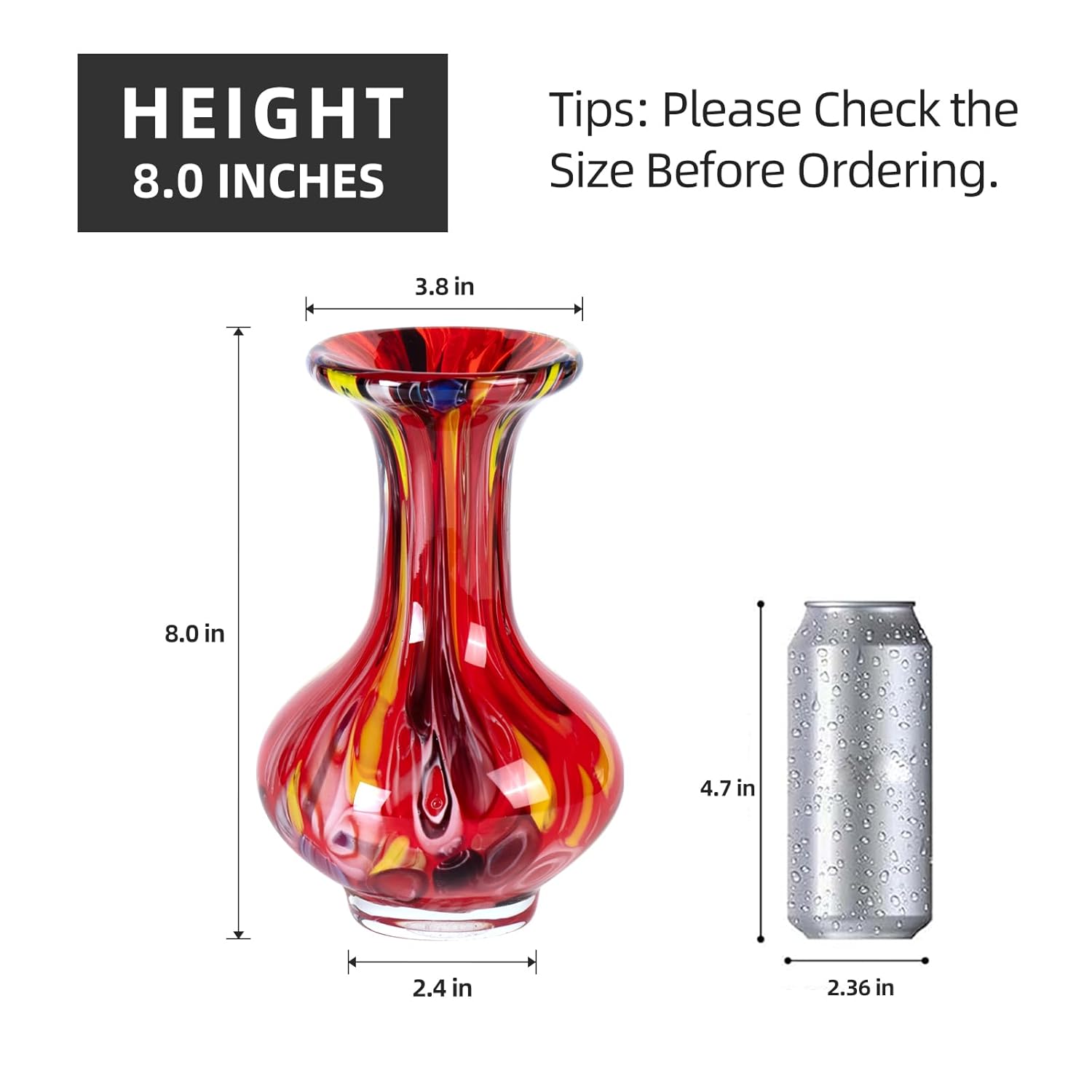 KAMMAK colorful hand-blown glass vase with artistic round mouth design
