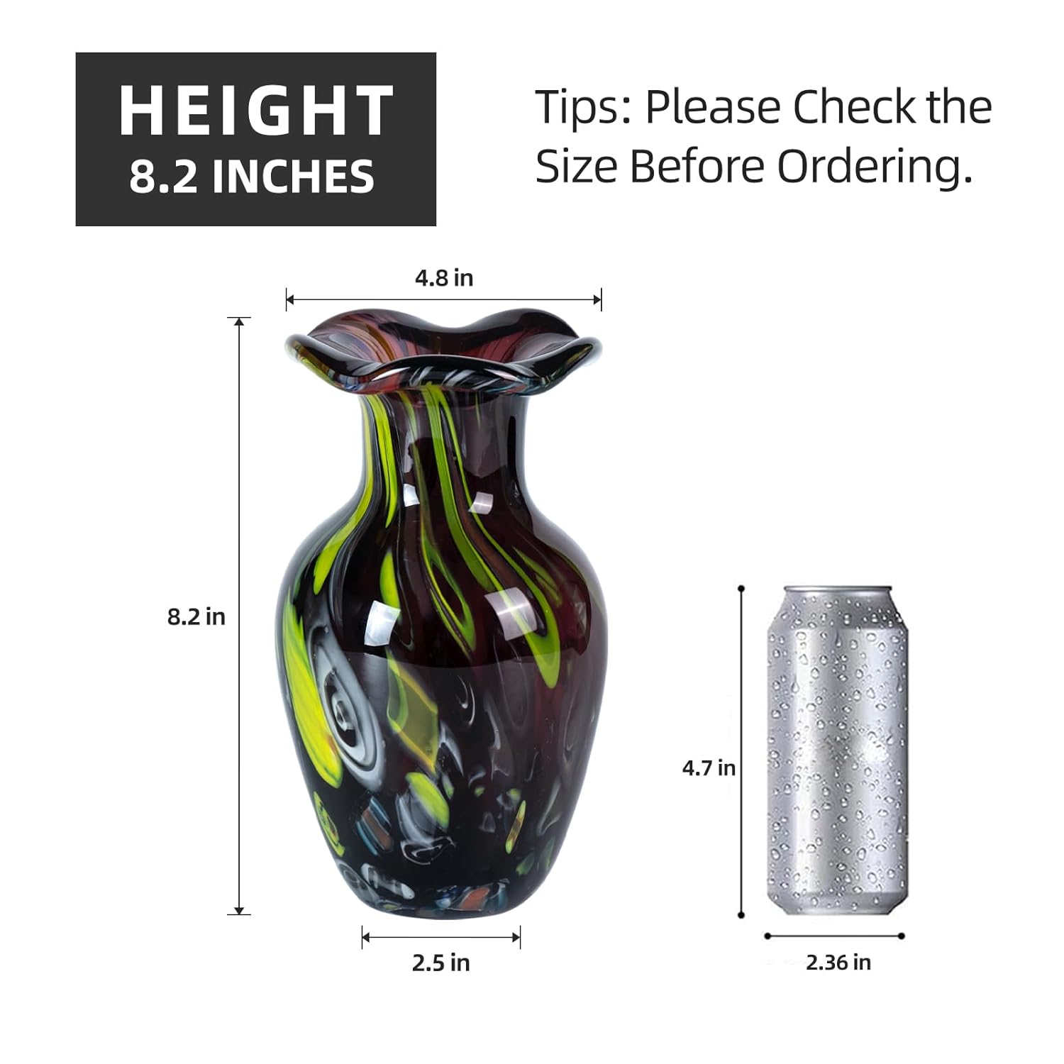 KAMMAK colorful hand-blown glass vase with artistic round mouth design