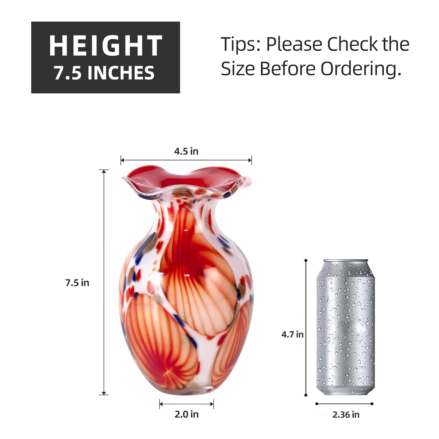 KAMMAK colored glass vase - hand blown decorative modern art vase