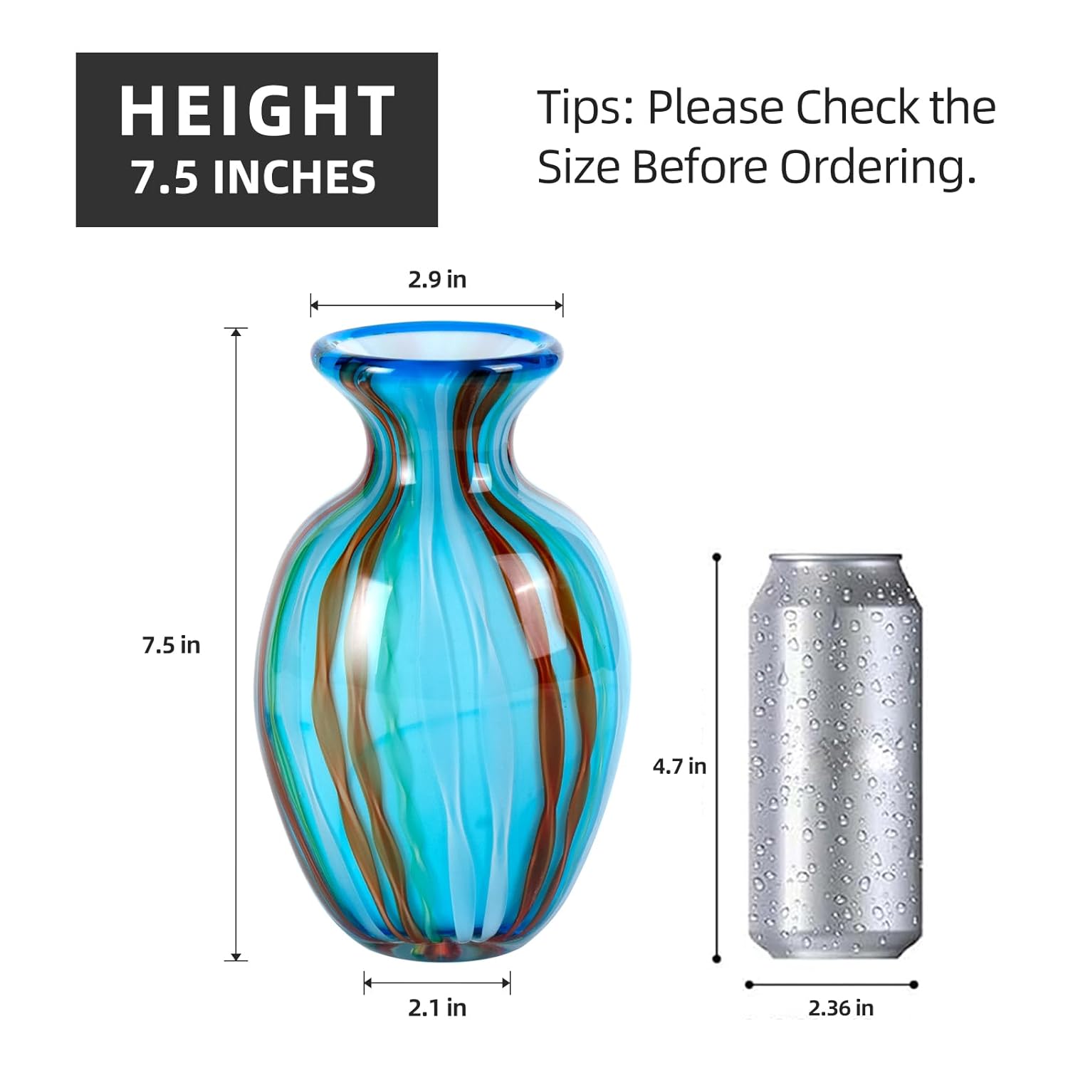 KAMMAK colored glass vase hand blown decorative modern art vase