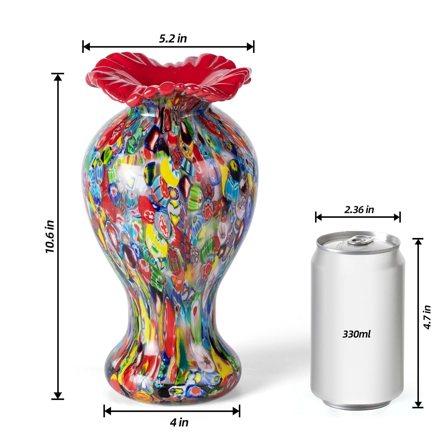 KAMMAK colored glass vase - hand blown decorative modern art vase
