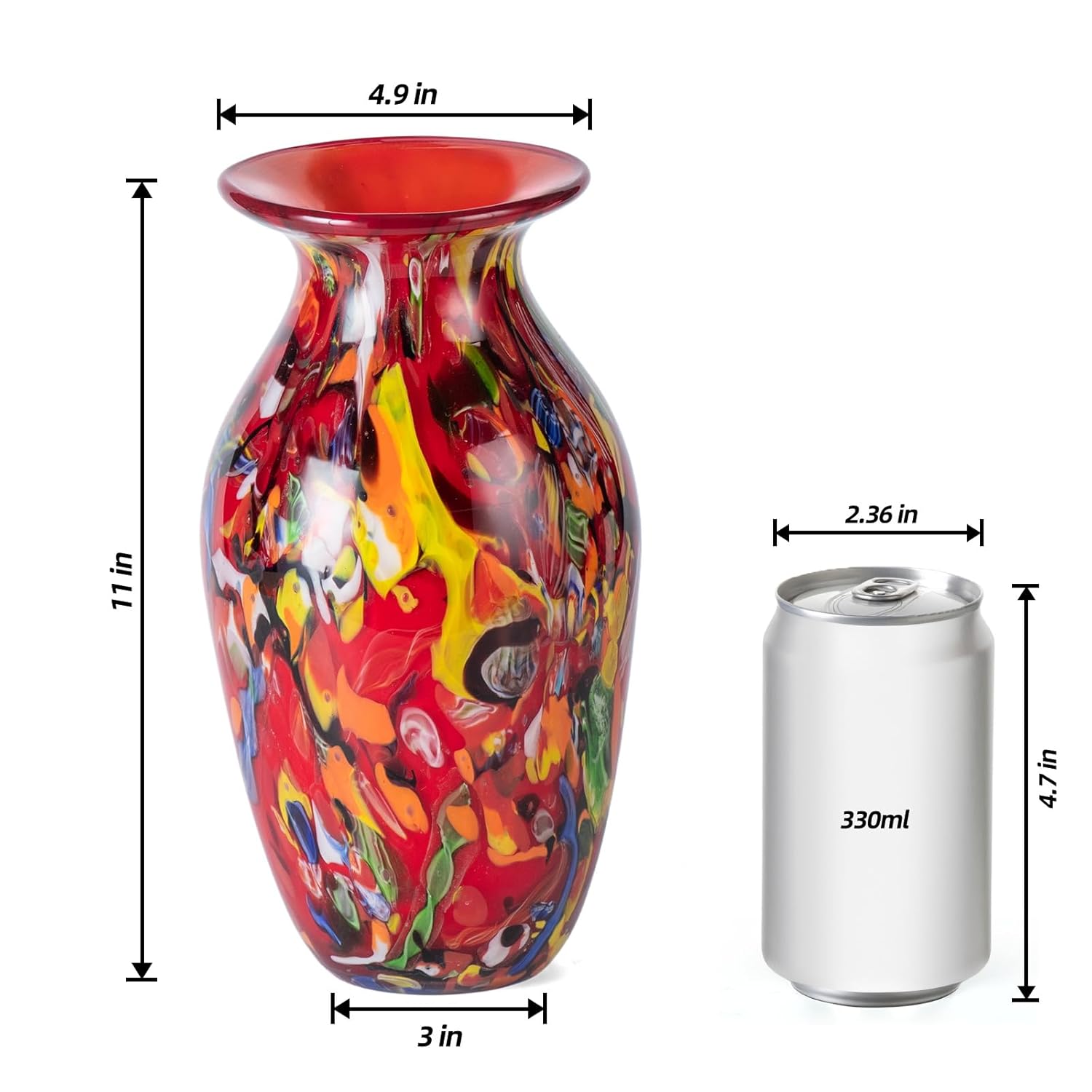 KAMMAK colored glass vase - hand blown decorative modern art vase