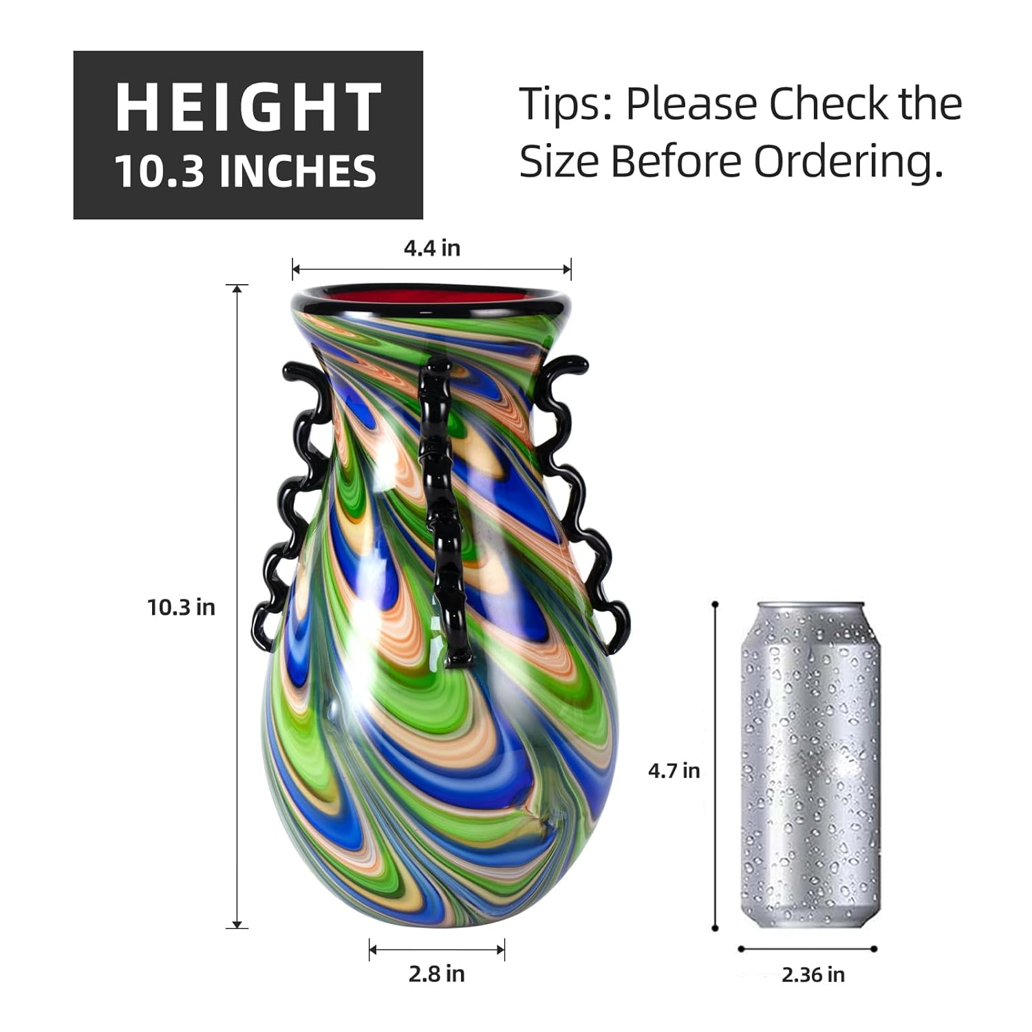 KAMMAK colored glass vase - hand blown decorative modern art vase