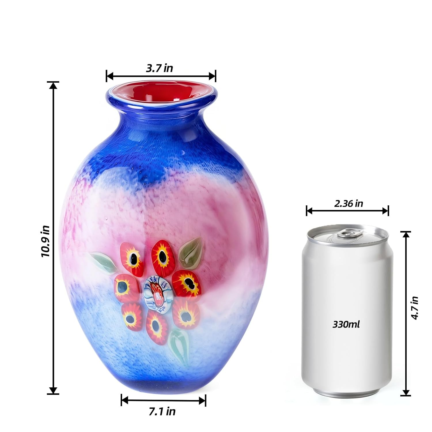 KAMMAK colored glass vase - hand blown decorative modern art vase