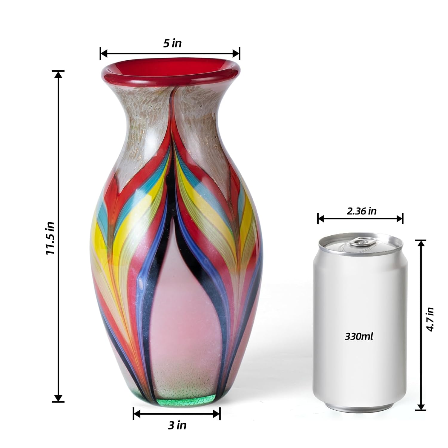 KAMMAK colored glass vase - hand blown decorative modern art vase