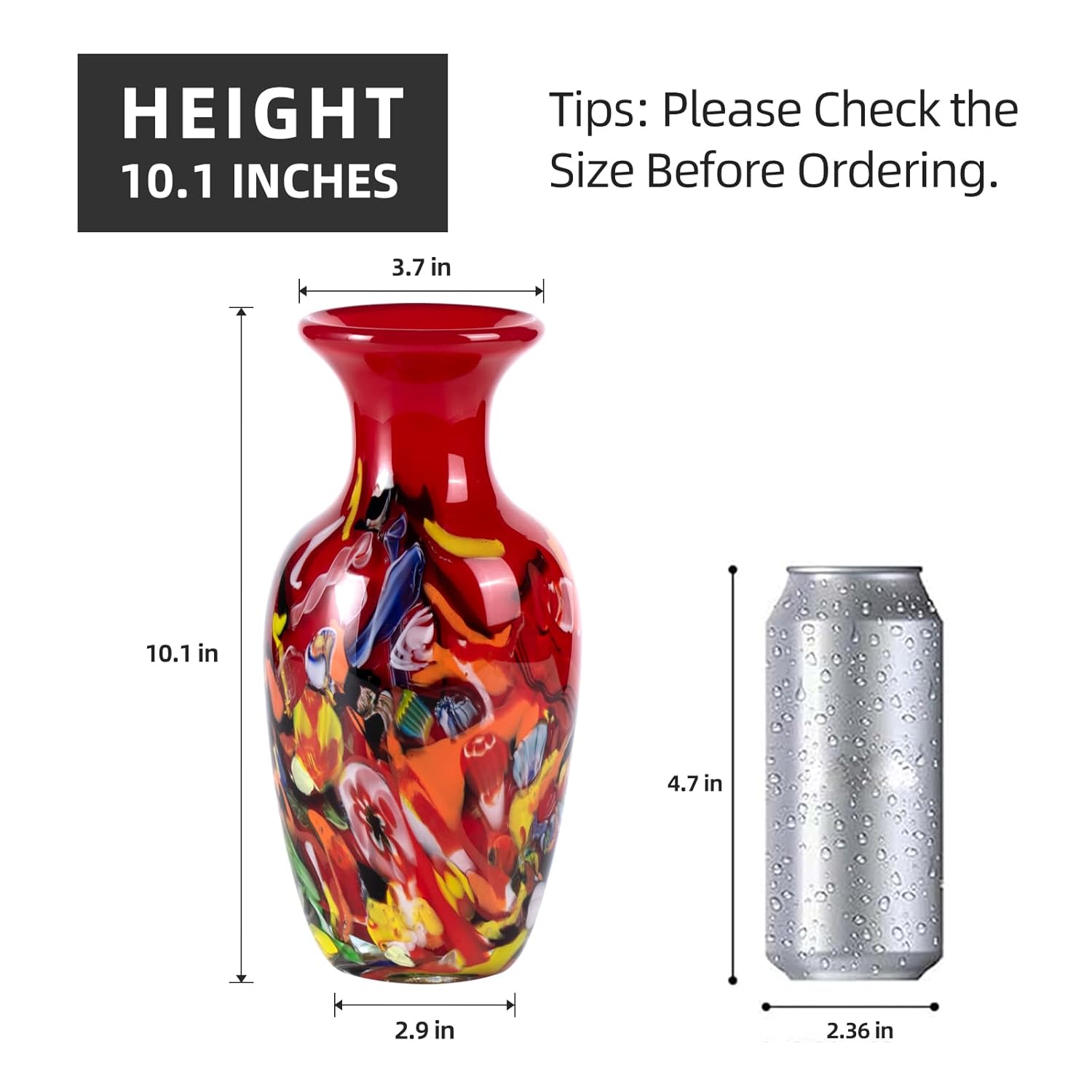 KAMMAK colored glass vase - hand blown decorative modern art vase