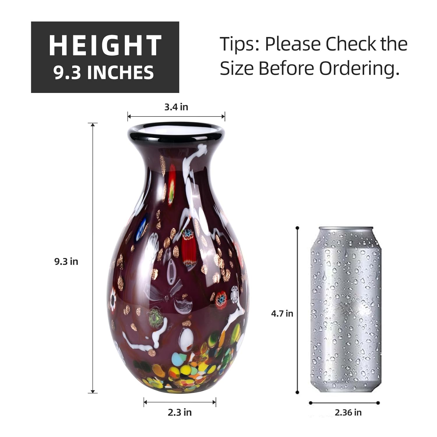 KAMMAK colored glass vase - hand blown decorative modern art vase