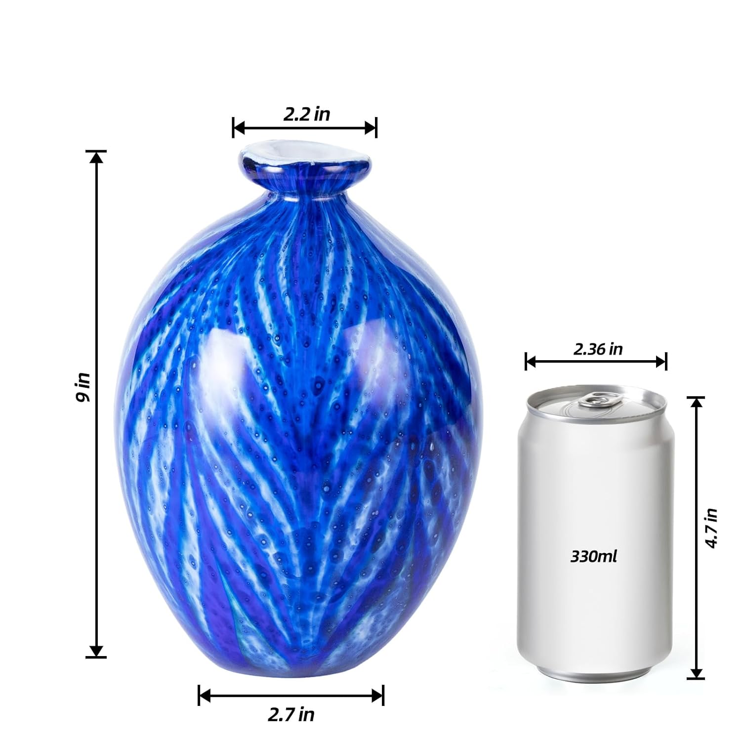 KAMMAK colored glass vase - hand blown decorative modern art vase