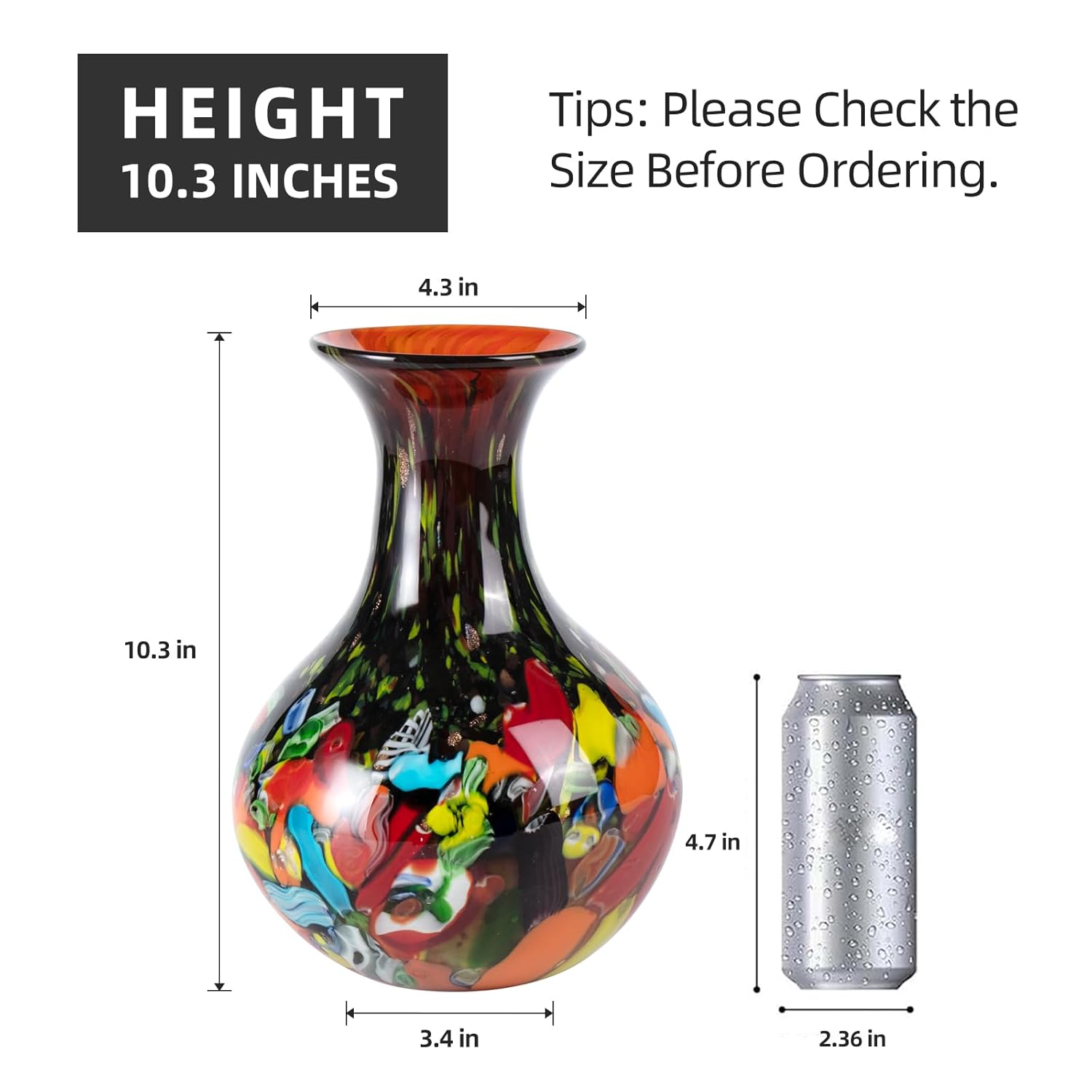 KAMMAK colored glass vase - beautiful hand blown decorative modern art vase