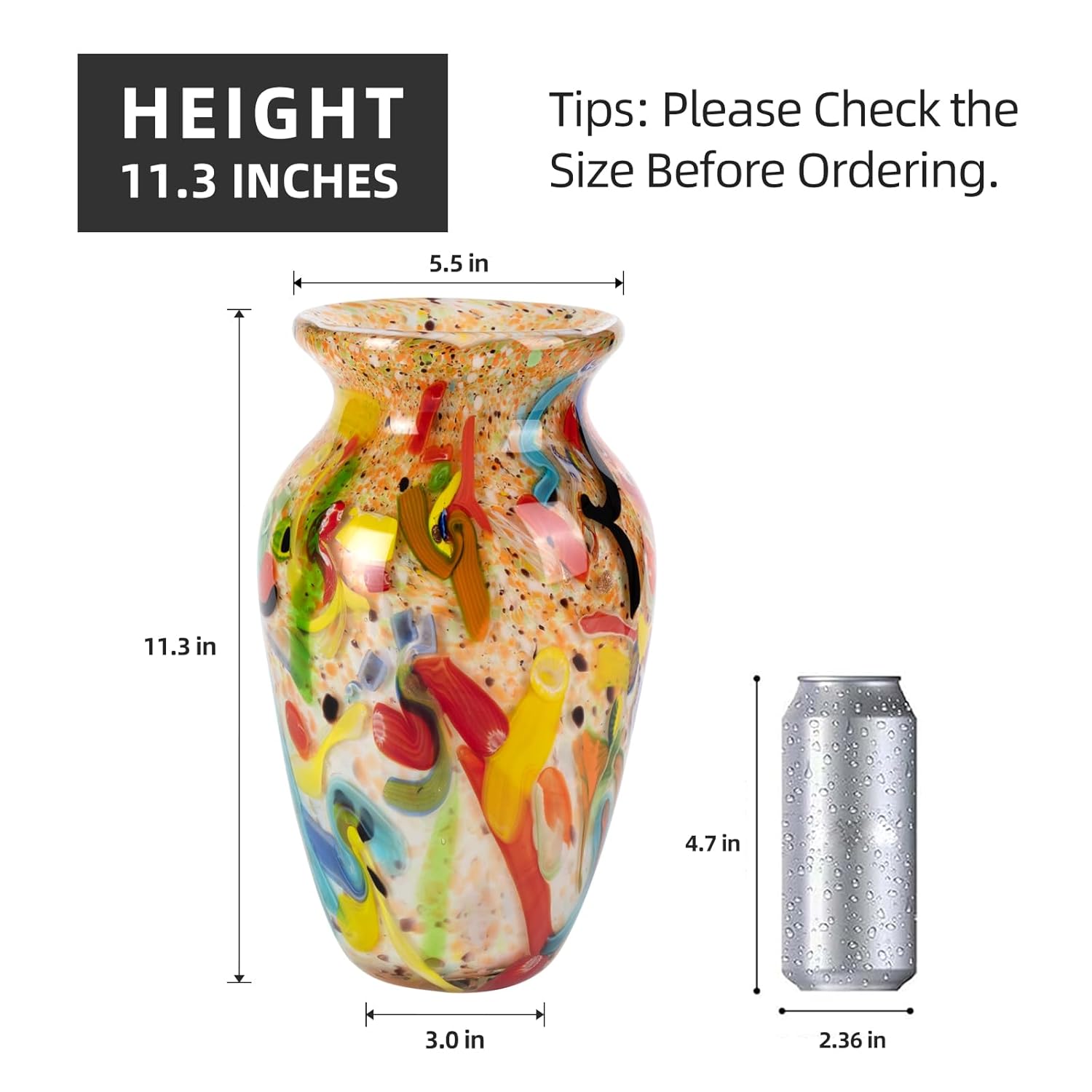 KAMMAK colored glass vase - beautiful hand blown decorative modern art vase
