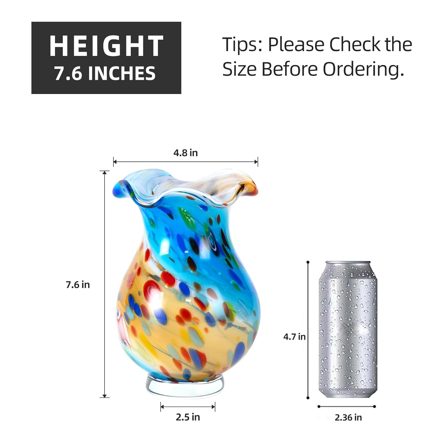 KAMMAK colored glass vase - hand blown decorative modern art vase