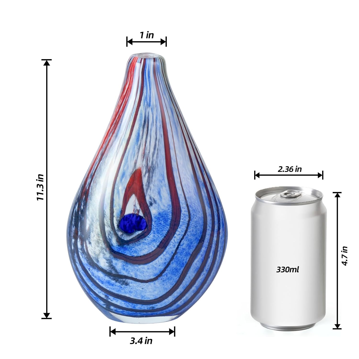 KAMMAK colored glass vase - beautiful hand blown decorative modern art vase