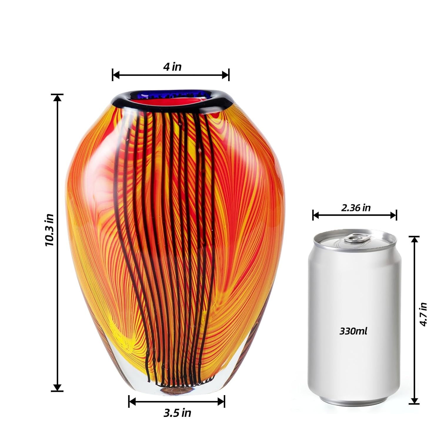 KAMMAK colored glass vase - beautiful hand blown decorative modern art vase