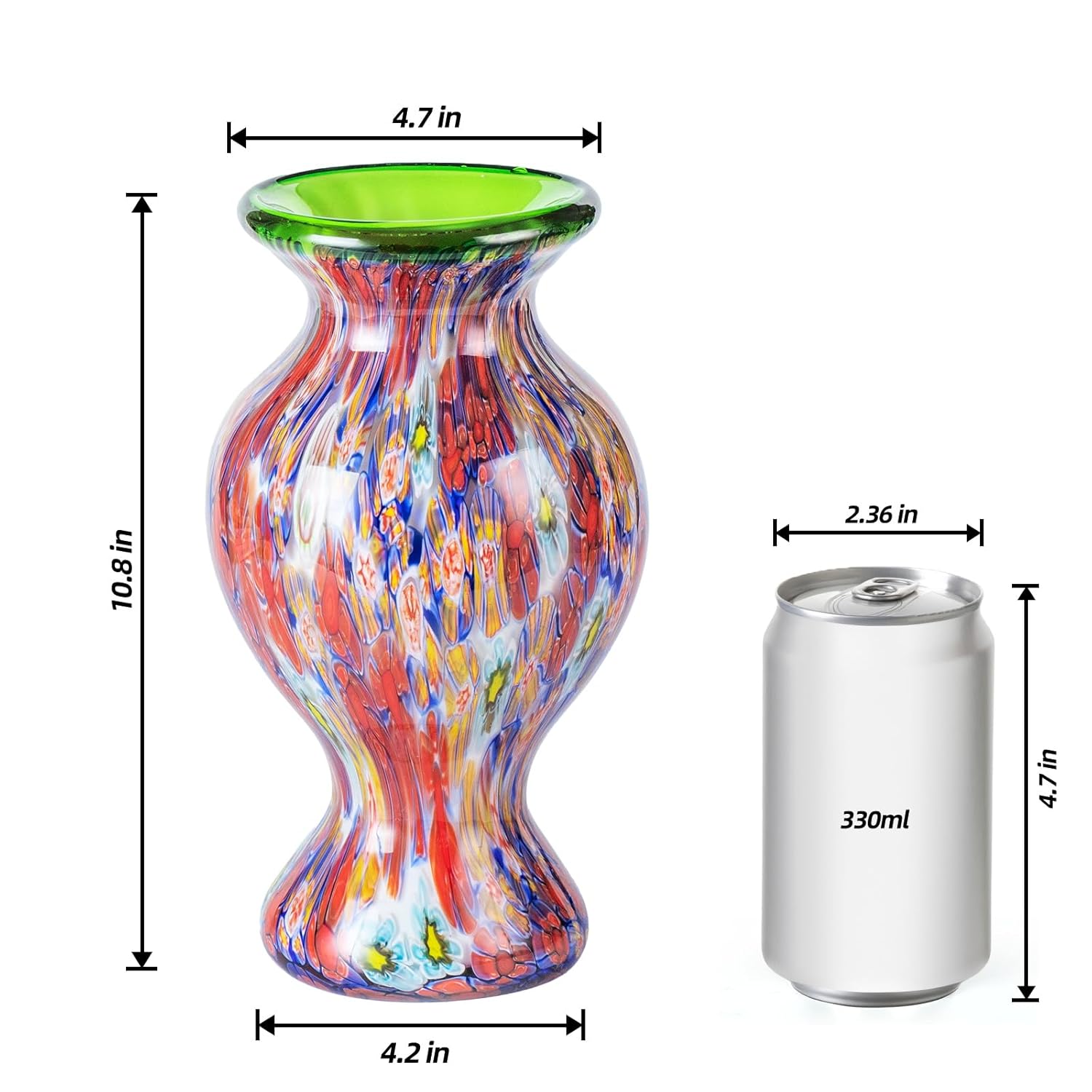 KAMMAK colored glass vase - beautiful hand blown decorative modern art vase