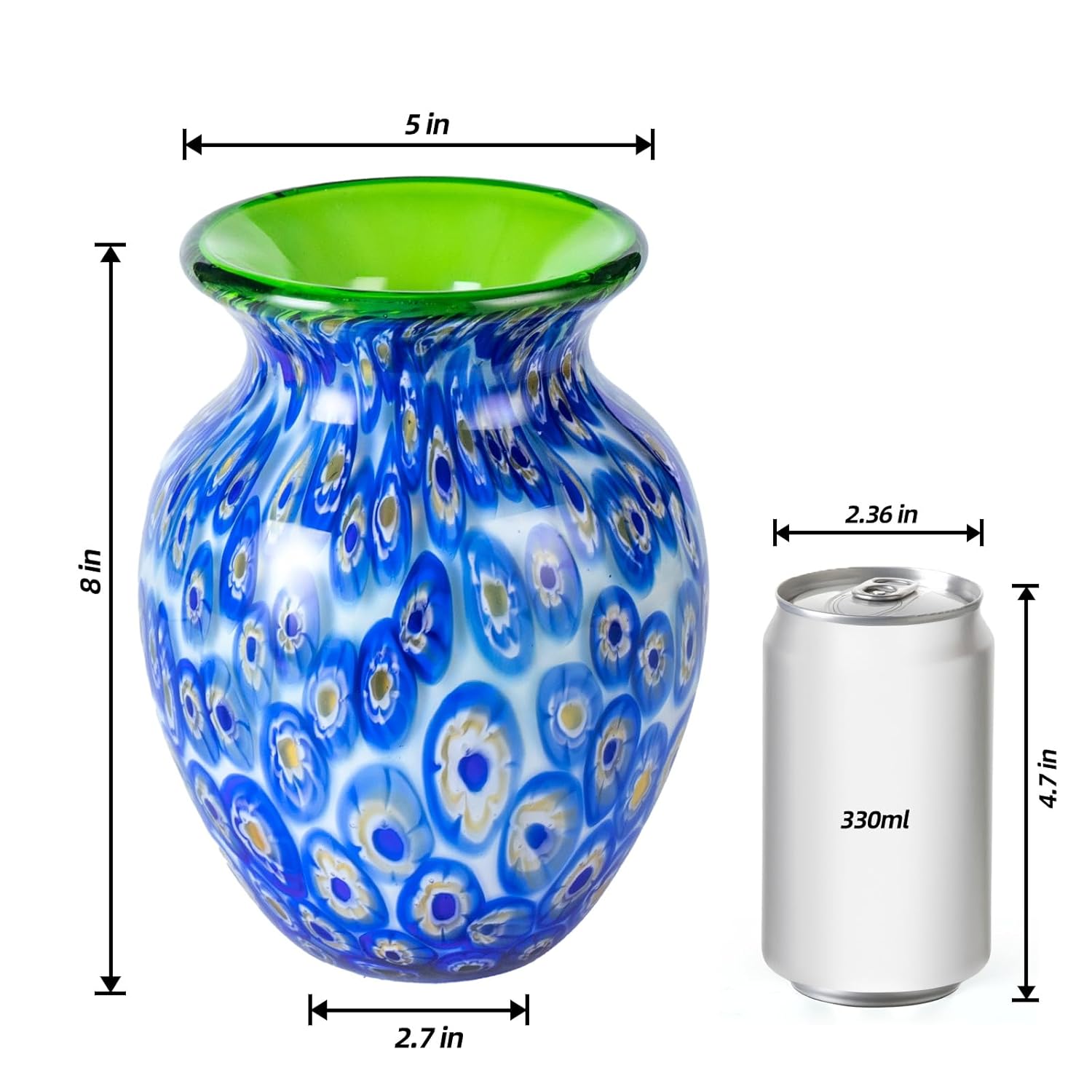 KAMMAK colored glass vase - beautiful hand blown decorative modern art vase