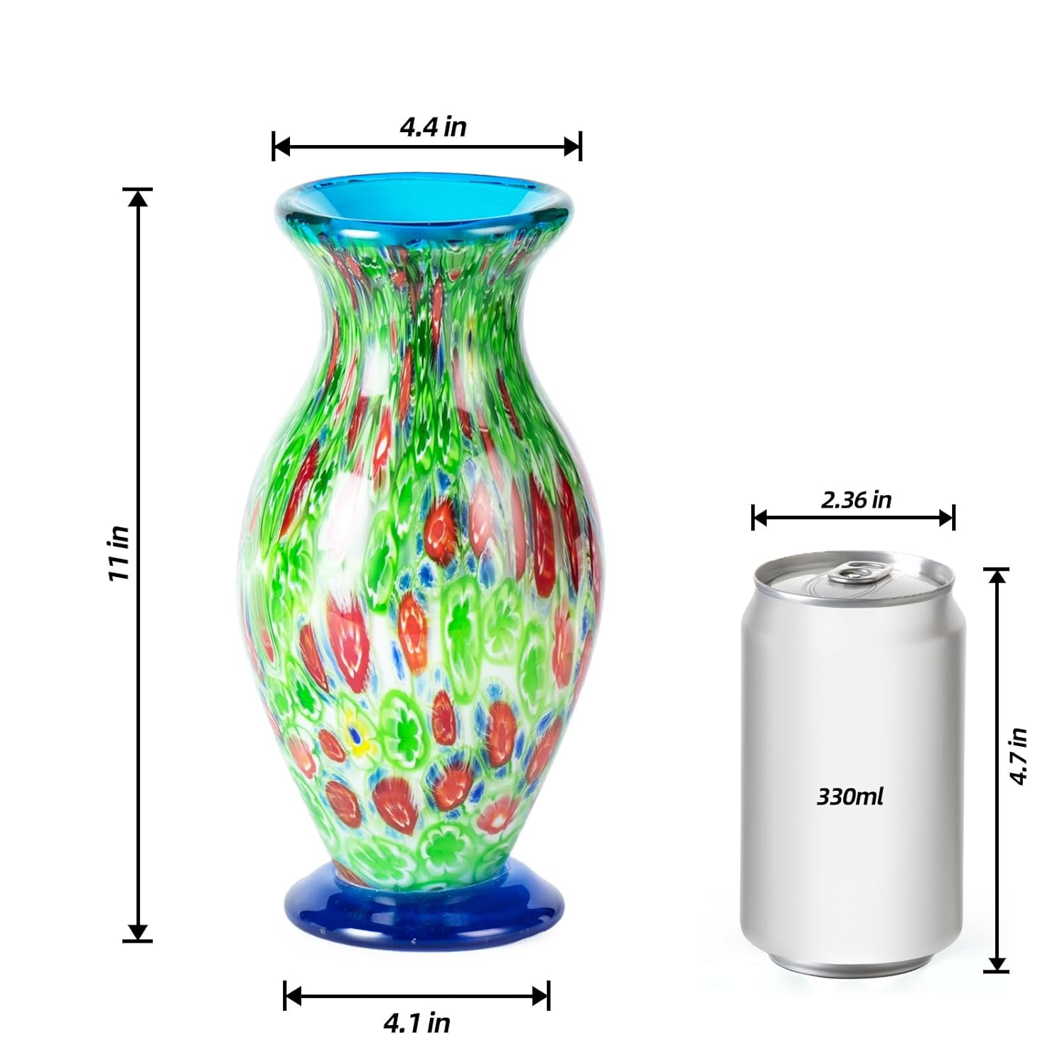 KAMMAK colored glass vase - beautiful hand blown decorative modern art vase