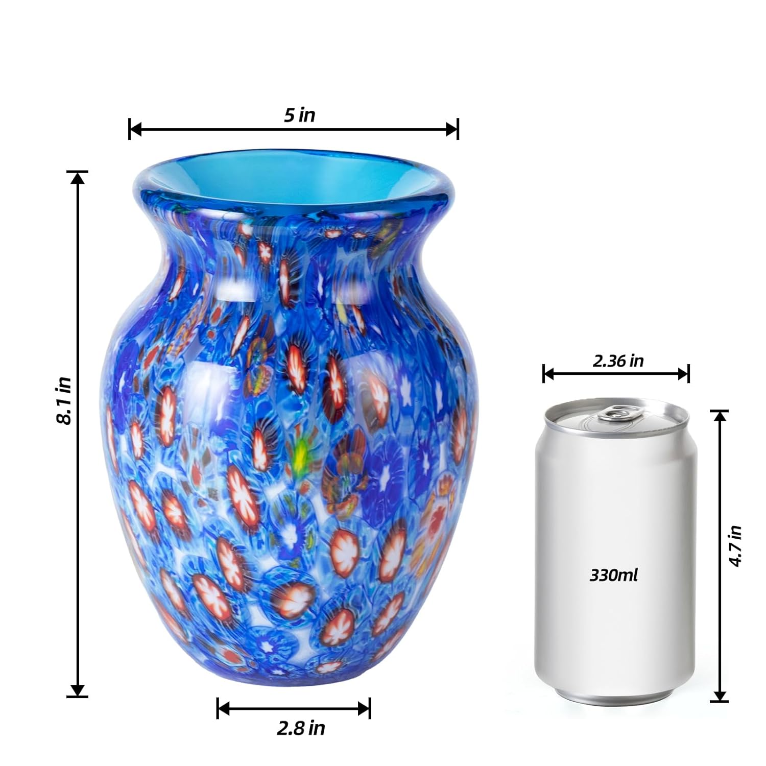 KAMMAK colored glass vase - beautiful hand blown decorative modern art vase