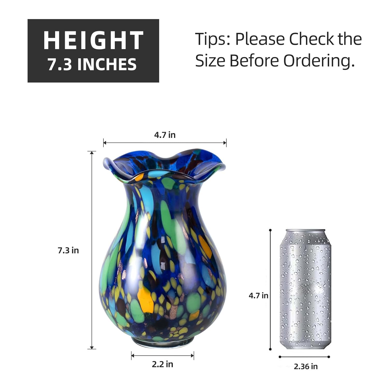 KAMMAK colored glass vase - hand blown decorative modern art vase