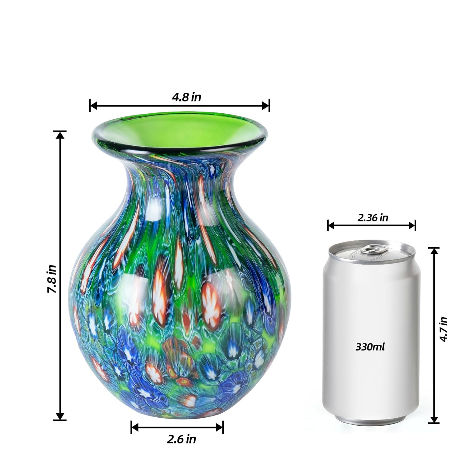 KAMMAK colored glass vase - beautiful hand blown decorative modern art vase