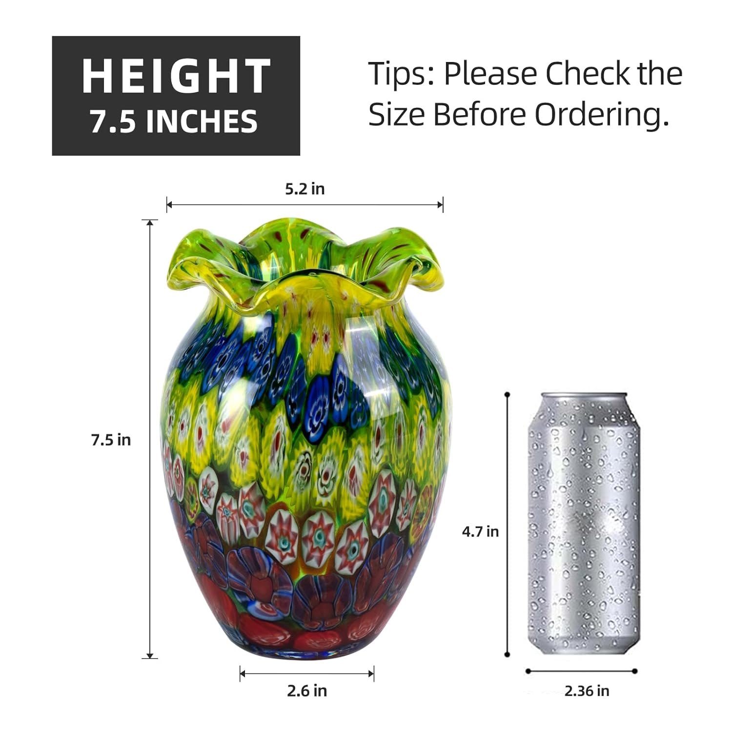 KAMMAK colored glass vase - beautiful hand blown decorative modern art vase