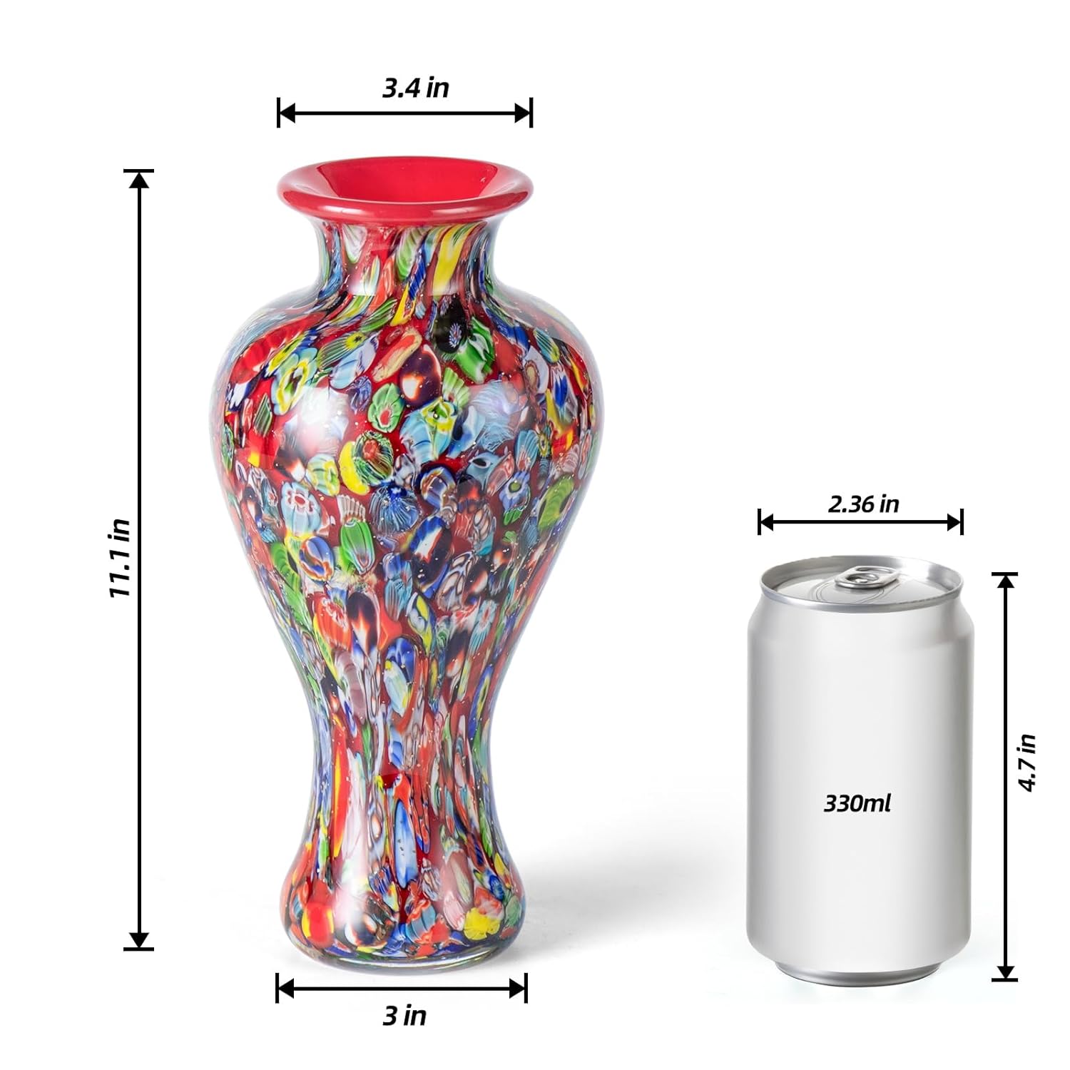 KAMMAK colored glass vase - beautiful hand blown decorative modern art vase