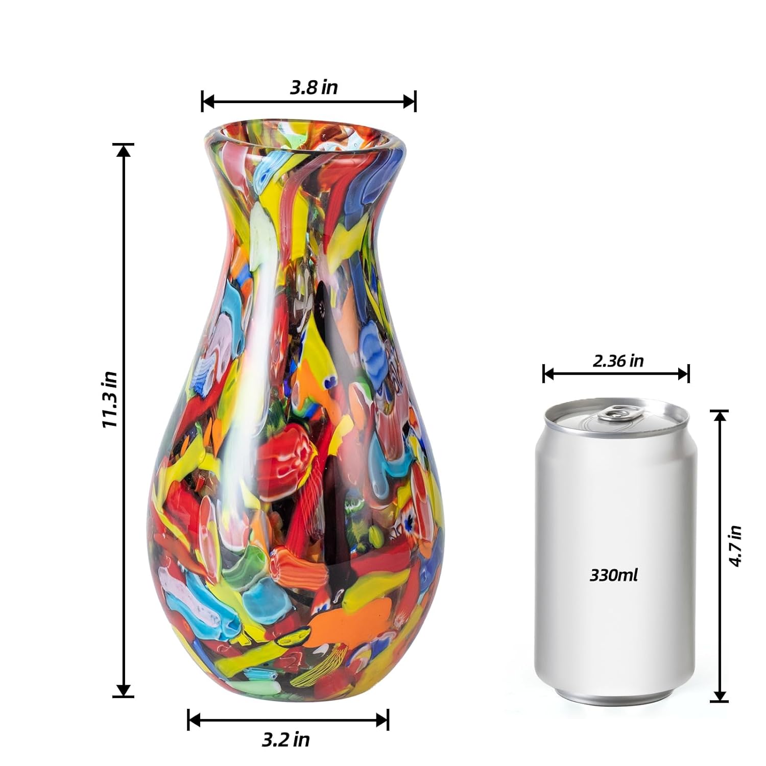 KAMMAK colored glass vase - beautiful hand blown decorative modern art vase