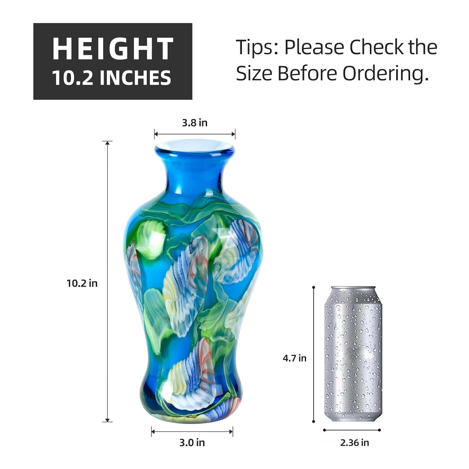 KAMMAK colored glass vase - beautiful hand blown decorative modern art vase