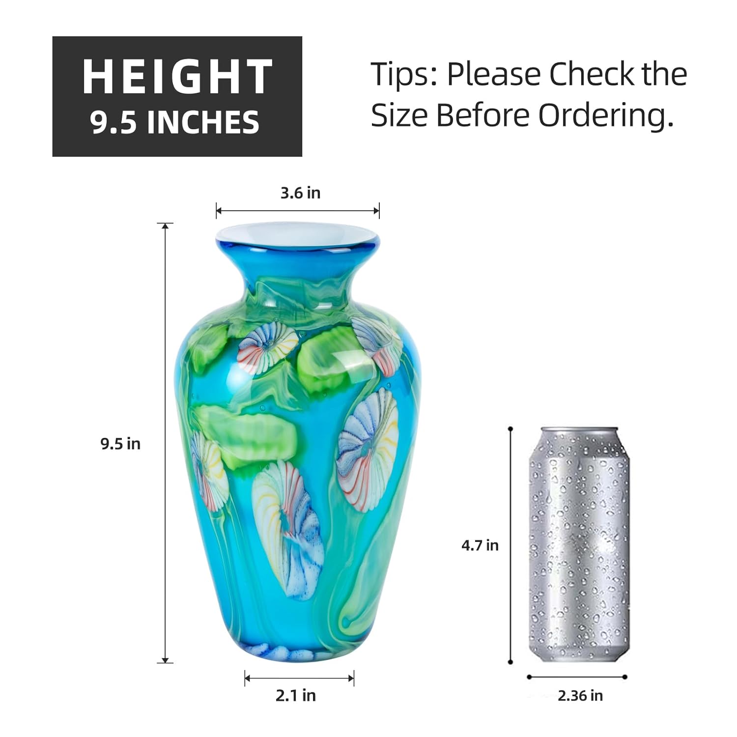 KAMMAK colored glass vase - beautiful hand blown decorative modern art vase