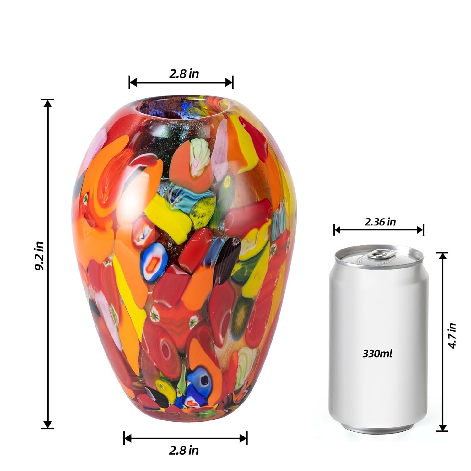 KAMMAK colored glass vase - beautiful hand blown decorative modern art vase