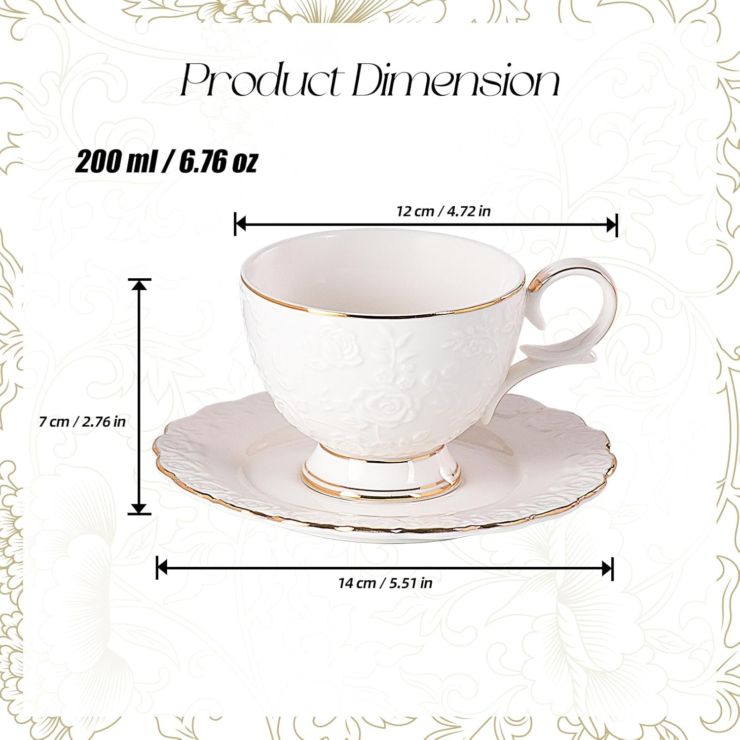 KAMMAK 6.76oz European-style coffee cup and saucer set
