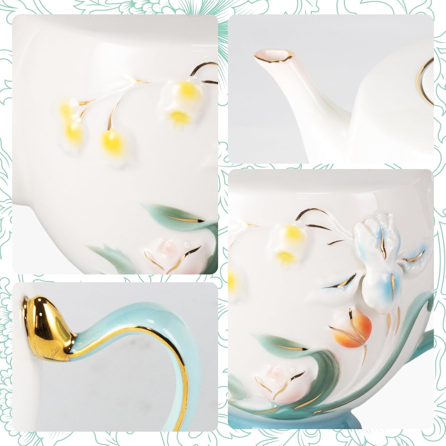 KAMMAK flower teapot with handle - detail image 3
