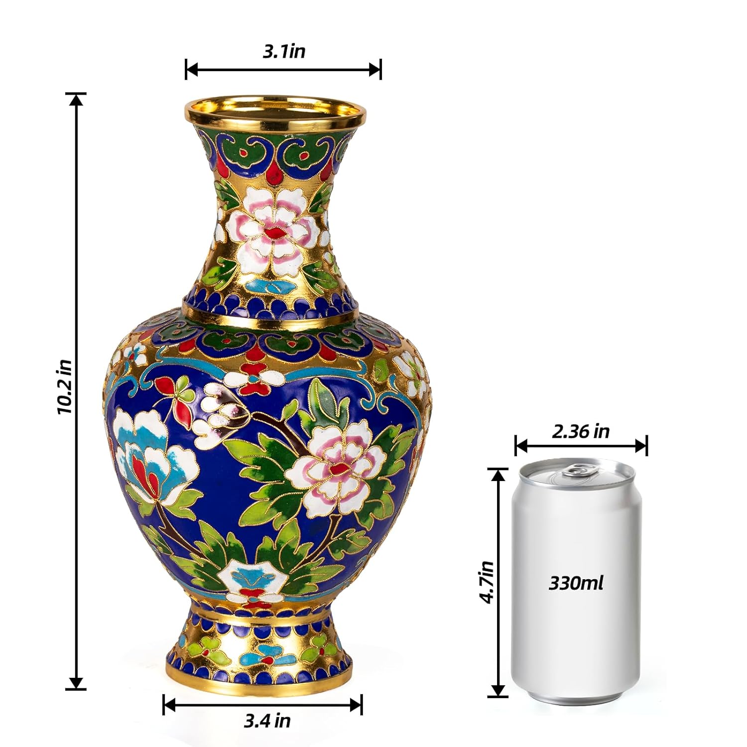 KAMMAK blue ceramic vase - hand-painted decorative vase with vintage minimalist design