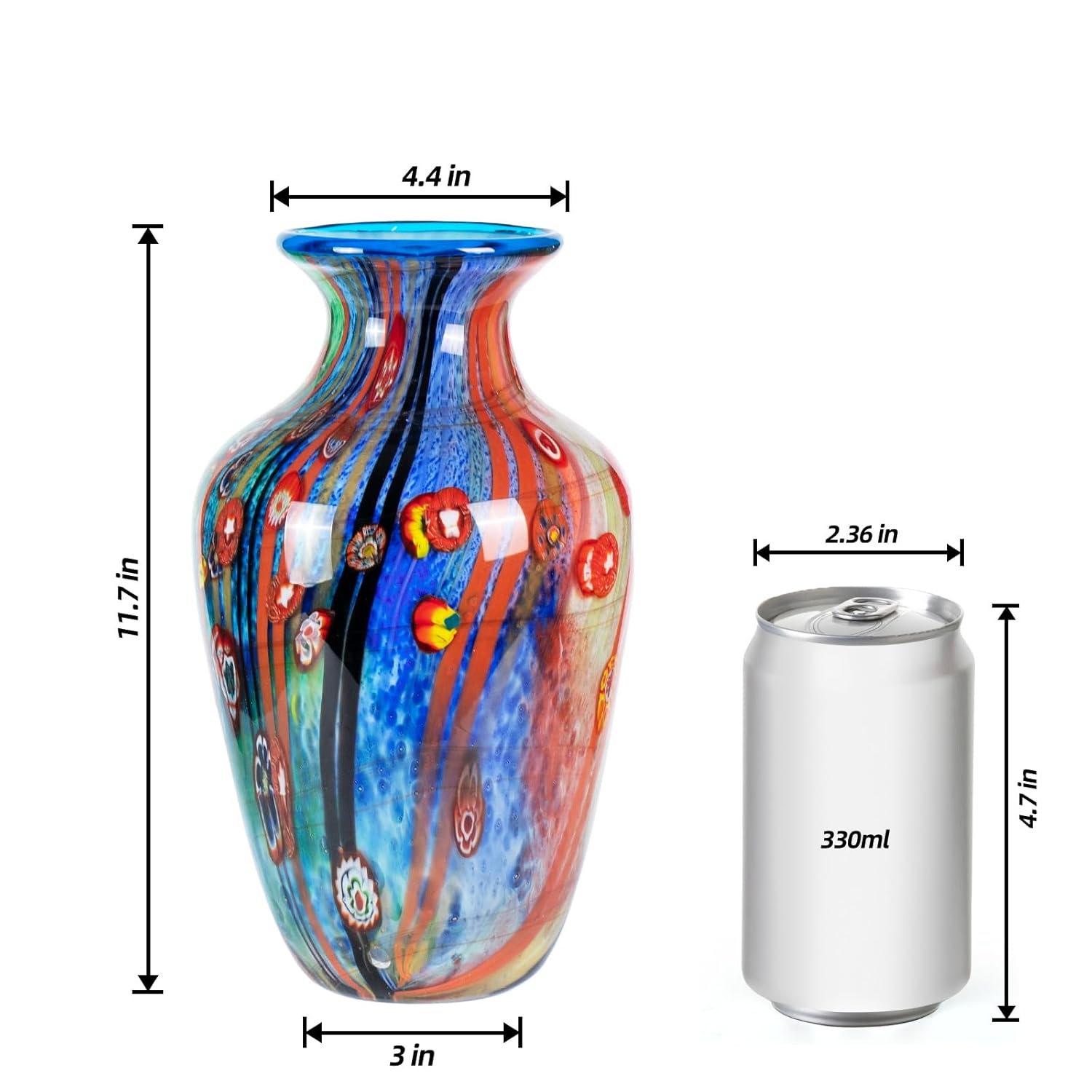 KAMMAK Colored Glass Vase - hand-blown decorative vase
